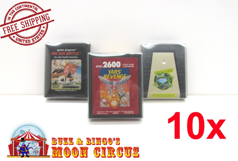 10x CLEAR PLASTIC PROTECTIVE BOX SLEEVE FOR ATARI 2600 GAME CARTRIDGES (SIZE B)