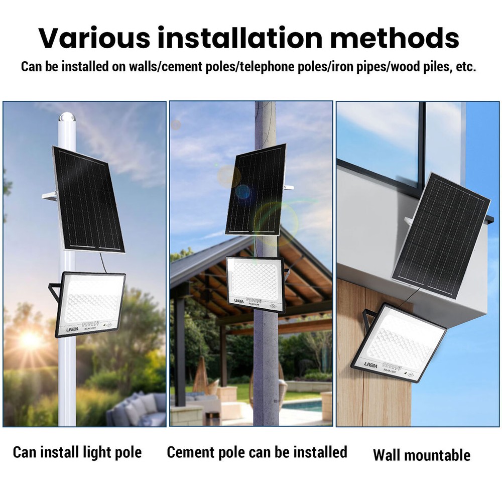 LED Solar Floodlight Panel Street Lights Outdoor Waterproof Remote Control 2000W