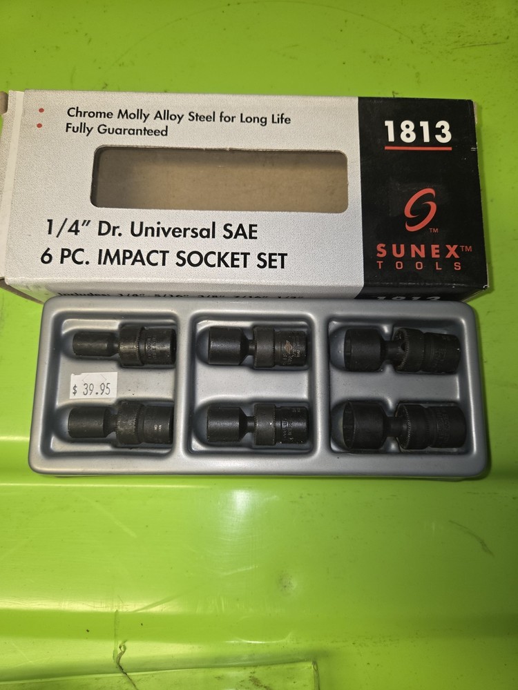 Sunex 1813 6Piece 1/4" Drive Universal SAE Impact Socket Set