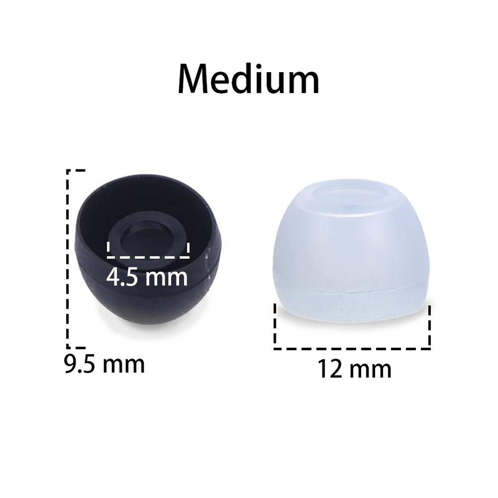 Blacell 20 Pcs Medium Silicone Earbud Cap Tip Cover medium, black,white
