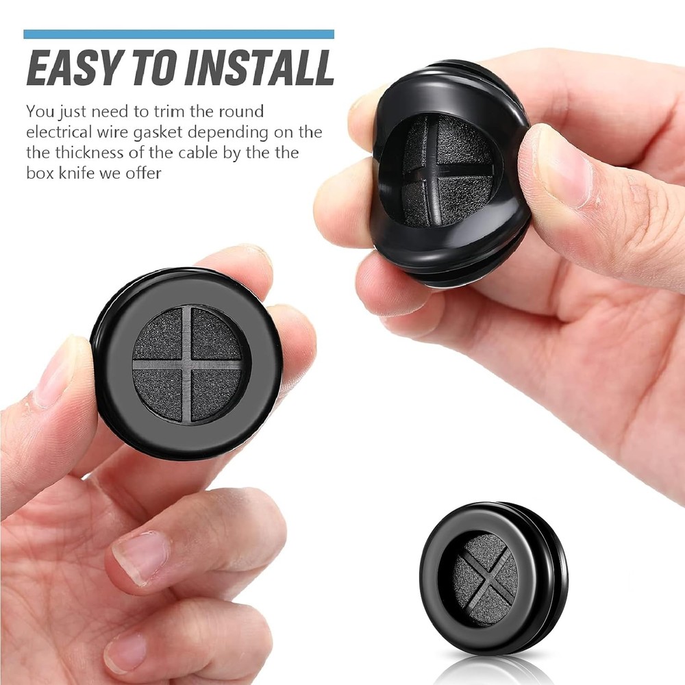 Round Rubber Plug Hole Grommet Kit 7 Sizes Black Double Sided