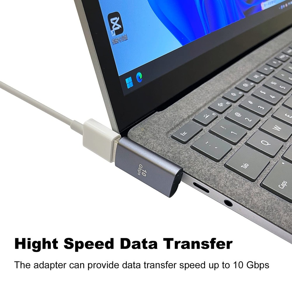 AreMe 90 Degree USB 3.1 Adapter 2 Pack, Left and Right Angle A Silver