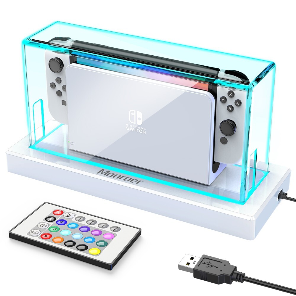 Nintendo Switch/OLED Anti-Scratch Slim Dock Case with 16 LED Colors Light Base
