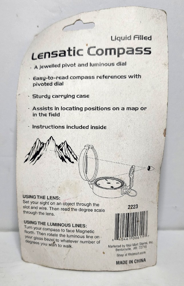 Ozark Trail Lensatic Compass Liquid Filled Easy to Read open box