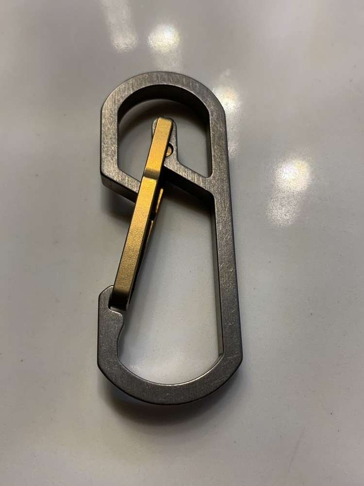 Titanium Carabiner Snap Spring Hook Clip, EDC Keychain, Key Ring, Gold Anodized