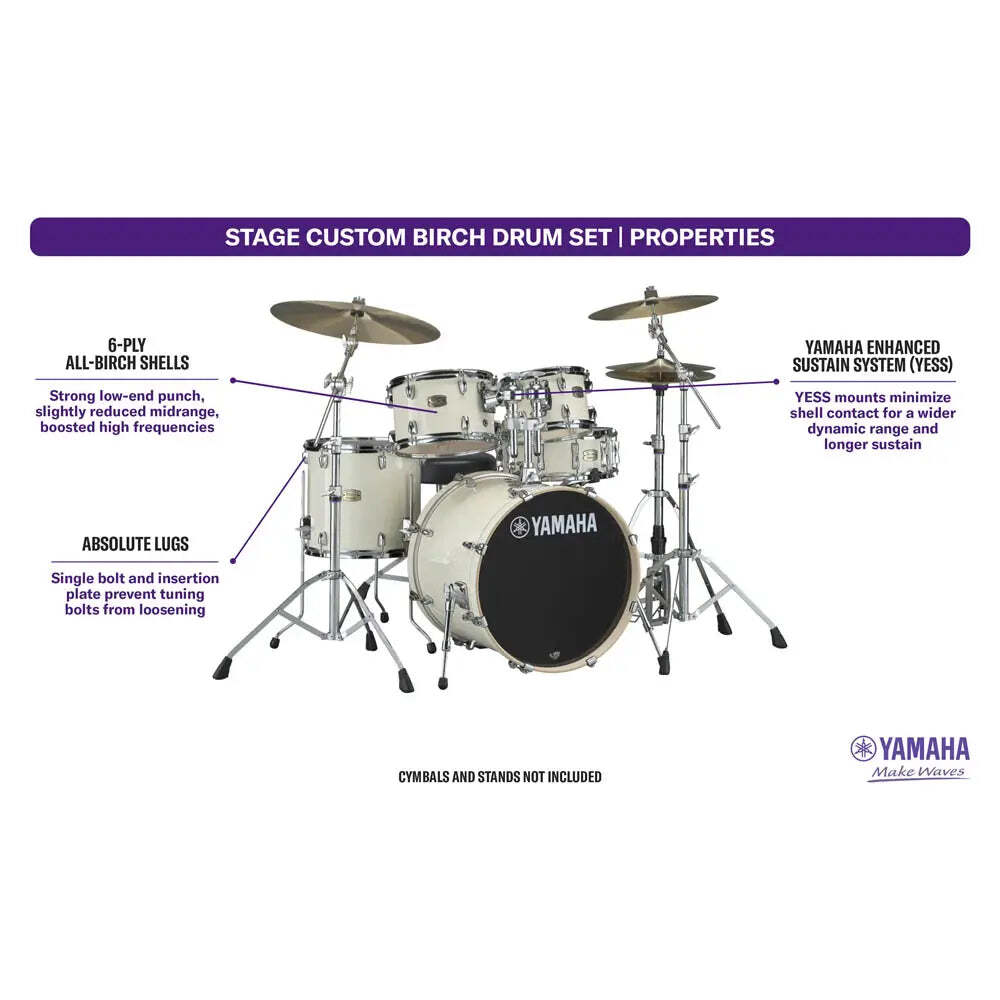 Yamaha Stage Custom Birch 5pc Drum Set w/20"BD Classic White