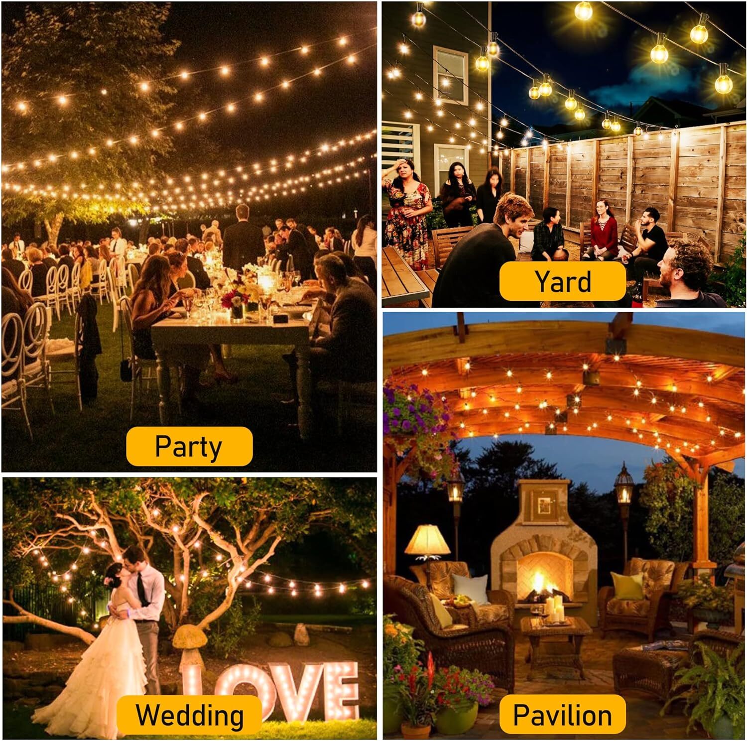 50-300 FT LED Outdoor String Lights with Edison Shatterproof Bulbs, Weatherproof