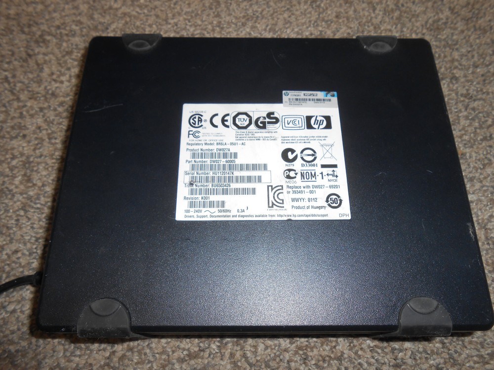 HP StorageWorks DAT 72 USB External Tape Drive DW027A = Tape Not Ejecting AS-IS