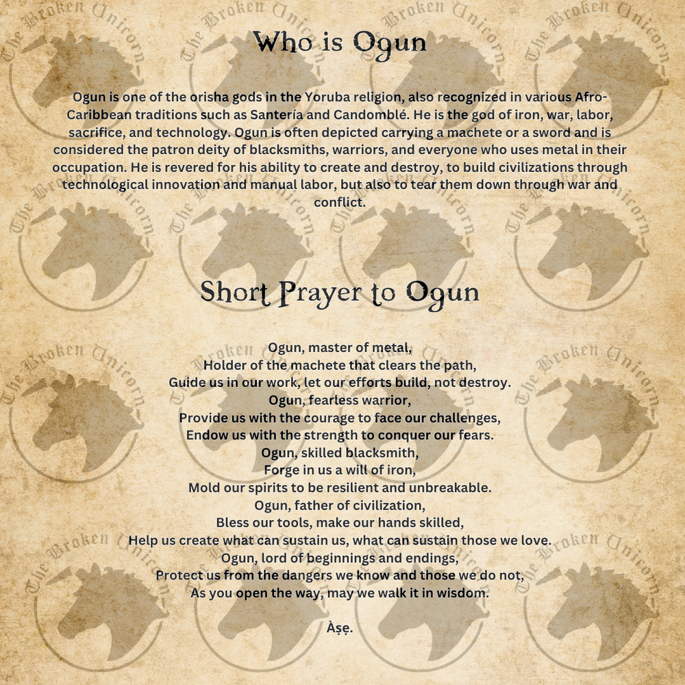 Yoruba African Orishas Ogun Poster