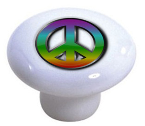 PEACE Sign CABINET Drawer Pull KNOB Ceramic NEW