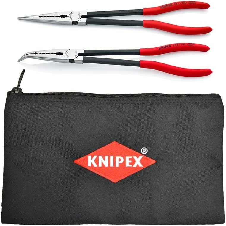KNIPEX Tools - 2 Piece Extra Long Needle Nose Pliers Set With Keeper Pouch