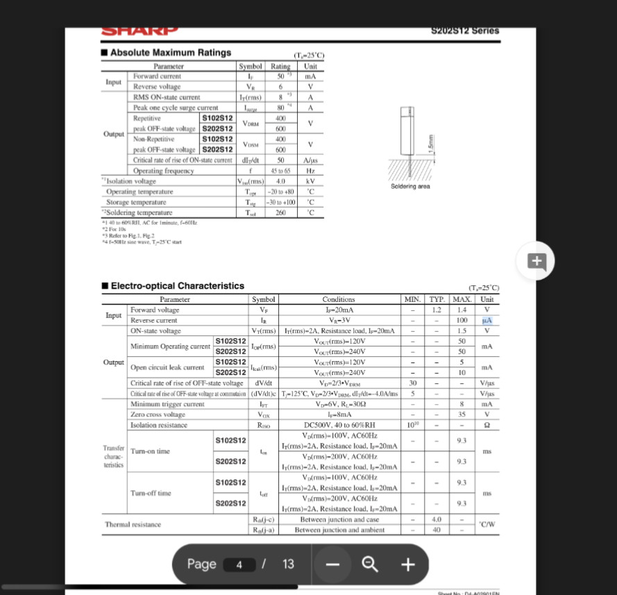 Phoenix Contact Solid State Relay (SSR) module 8A/120/240vac single ph S202S12