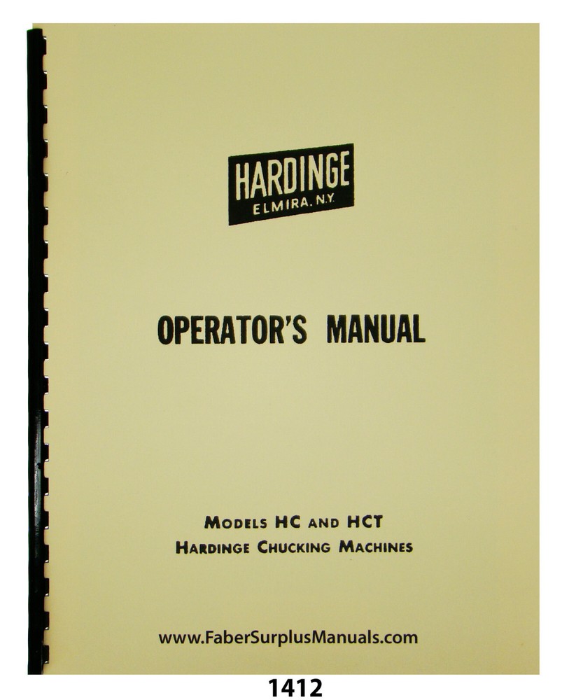 Hardinge Models HC & HCT Chucking Machine Operators Manual #1412