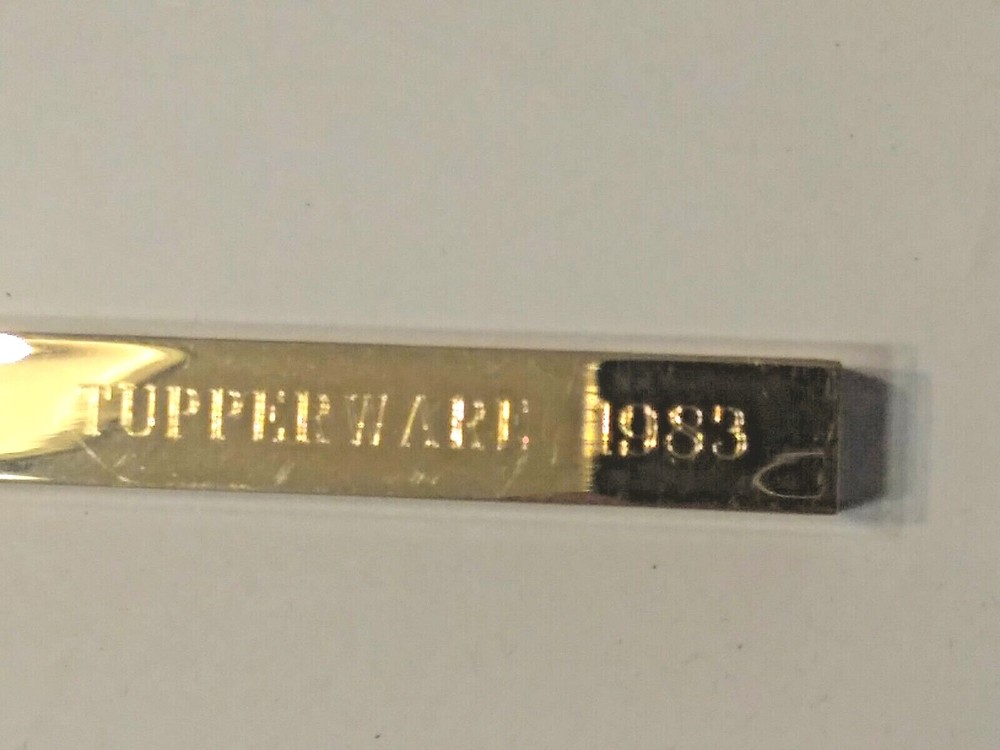 REED & BARTON Gold Paperweight Square Pen Monogrammed TUPPERWARE 1983