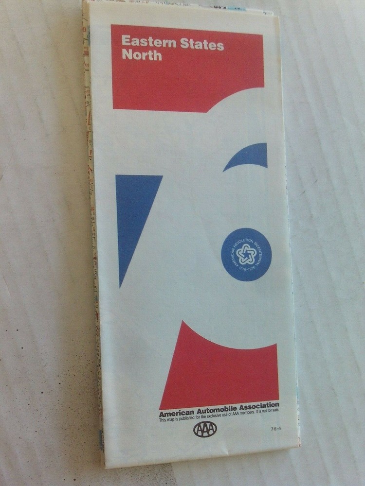 1976 EASTERN  STATES  NORTH   ROAD MAP  AAA Vintage