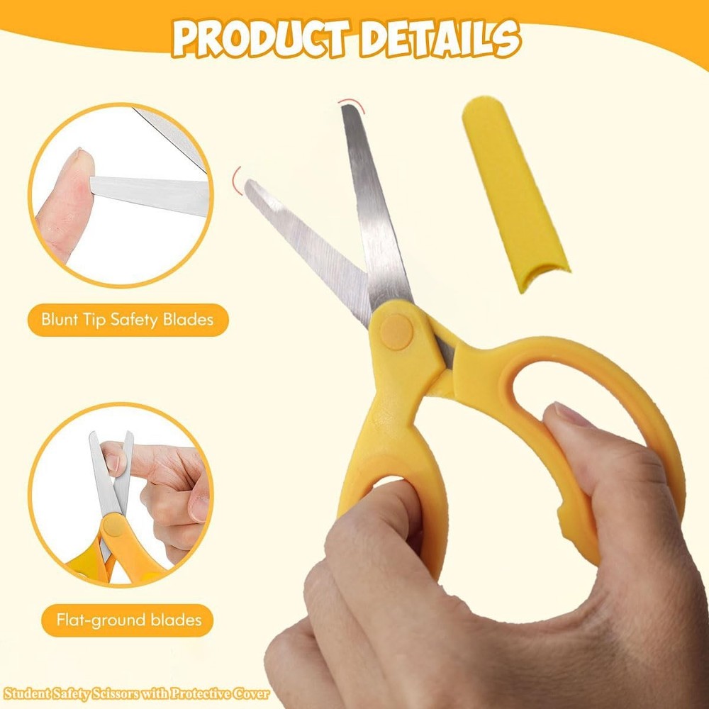 4Pcs Medium Scissors with Cover, Safety Scissors for Students, Multicolored