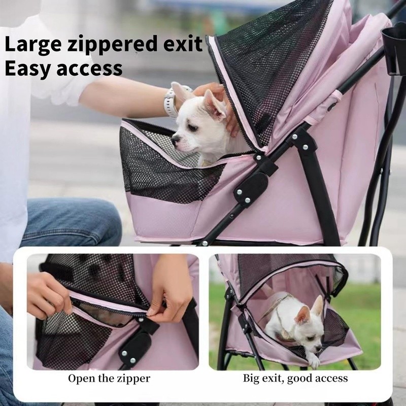 Durable Cat Stroller W/ 180° Panoramic Window Small Pets Easy Foldable New