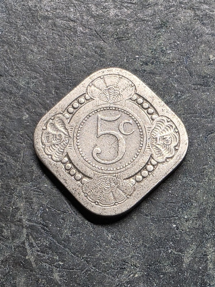1913 Netherlands 5 Cents Coin