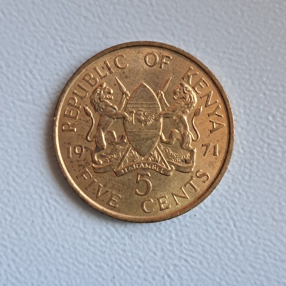 1971 Kenya 5 Cent Coin (Very Nice)