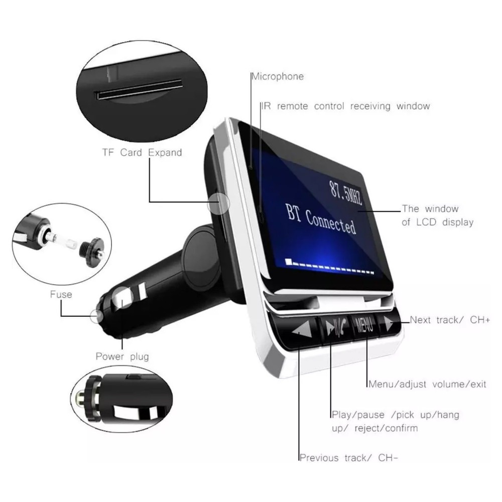 Bluetooth FM Radio Transmitter Accessories Cigarette Lighter Radio Music Adapter