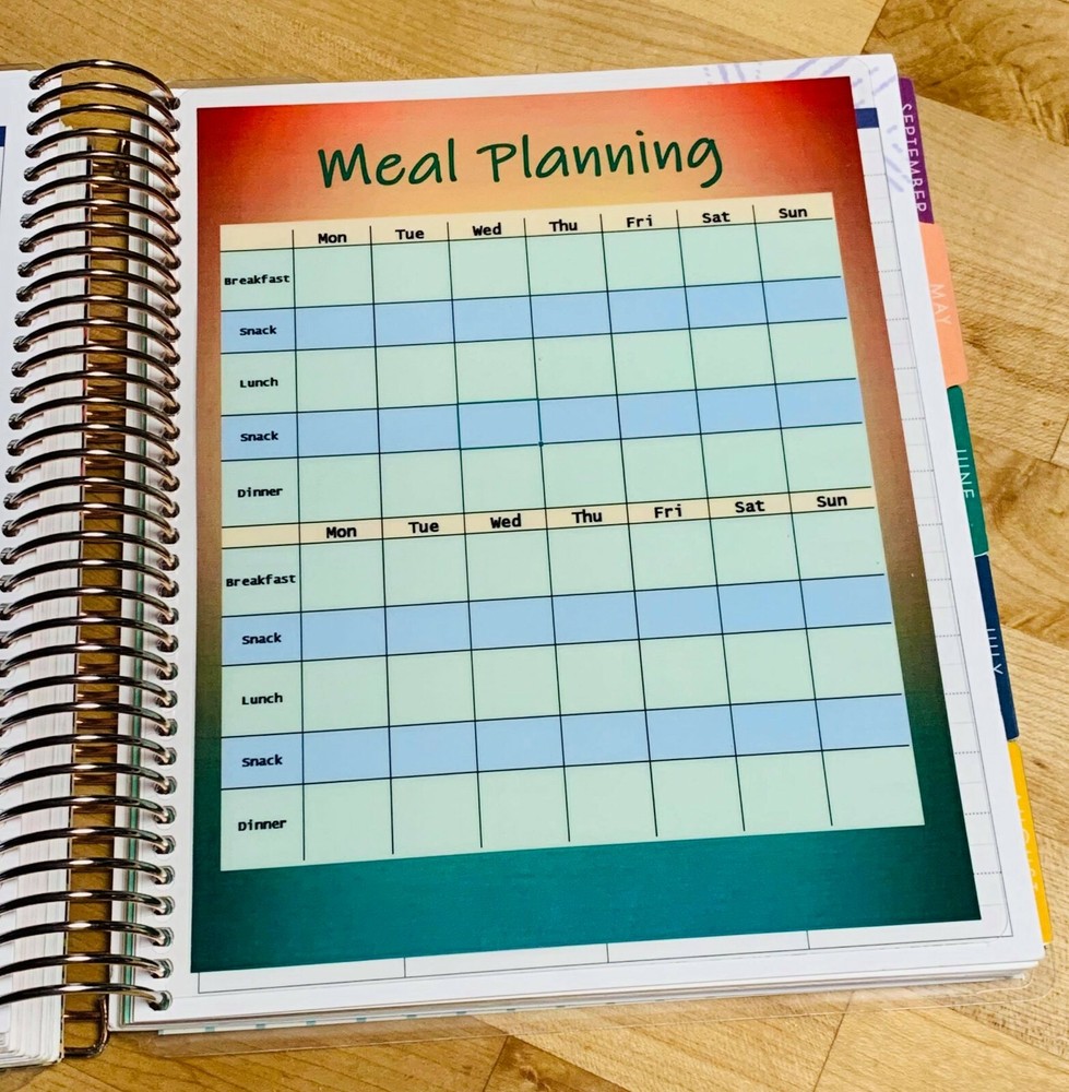 Four Week Meal Plan Two Sided Dashboard for use with Erin Condren Life Planner~