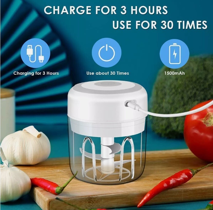 Electric Mini Food Processor Garlic Chopper Onion Grinder Cutter Vegetable White