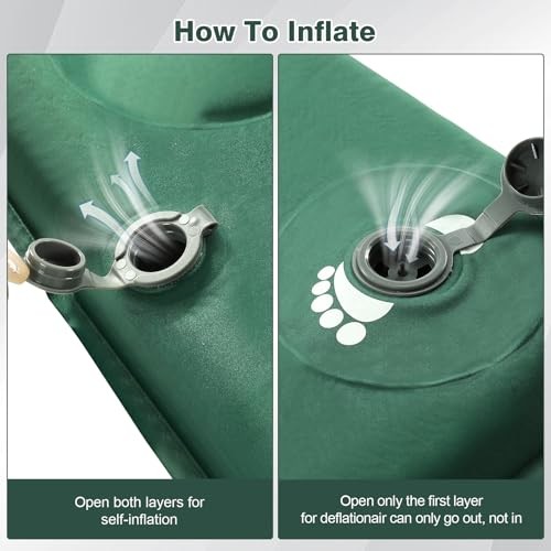 Self Inflating Sleeping Pad, 3.1" Ultra-Thick Memory Foam Sleeping Mat with