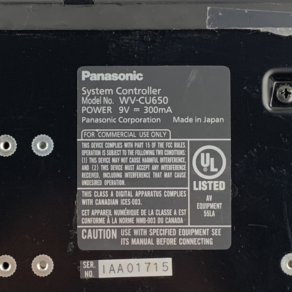 Panasonic WV-CU650 Security System Controller Power Tested w/ Power Adapter