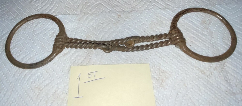 1ST-Twisted Snaffle Jointed Iron O Ring Horse Bit, Antique