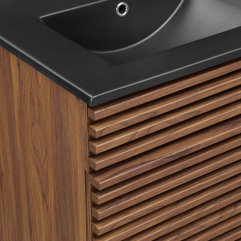 Modway Render 48" Double Bathroom Vanity in Walnut Black
