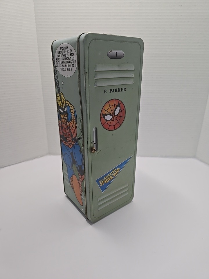 Marvel Amazing Spiderman Tin Type Locker-2000 - No Handle & Some Rust. 12x4x4