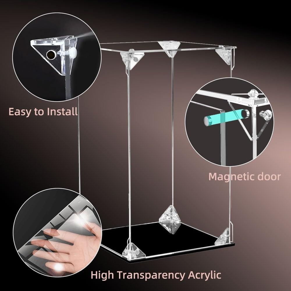 Anime Figurine Display Case, Clear Assemble Display Box Dustproof Protection ...