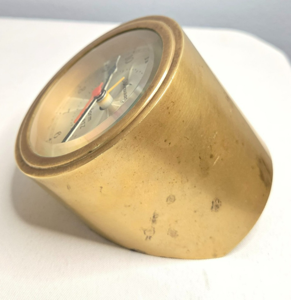 Accuracy Brass Desk Clock Nautical Angle Style Tested and Working