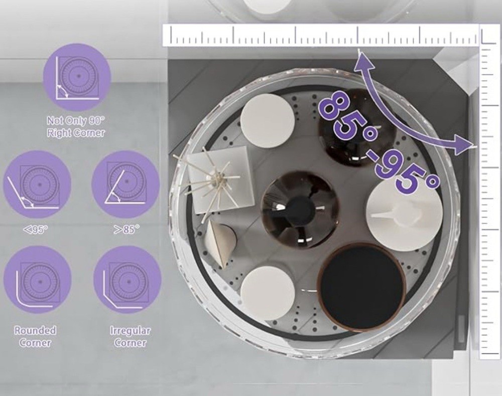 2 Pack Rotating Corner Lazy Susan - Gray - Shower, Kitchen