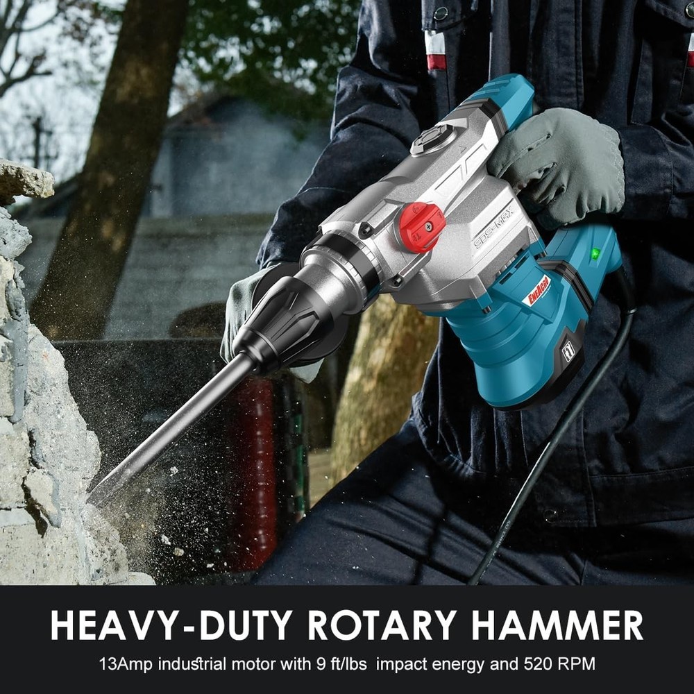 Complete SDS-Max Hammer Kit: 13 Amp Drill with Chisel, Bit & Tool Bag Included