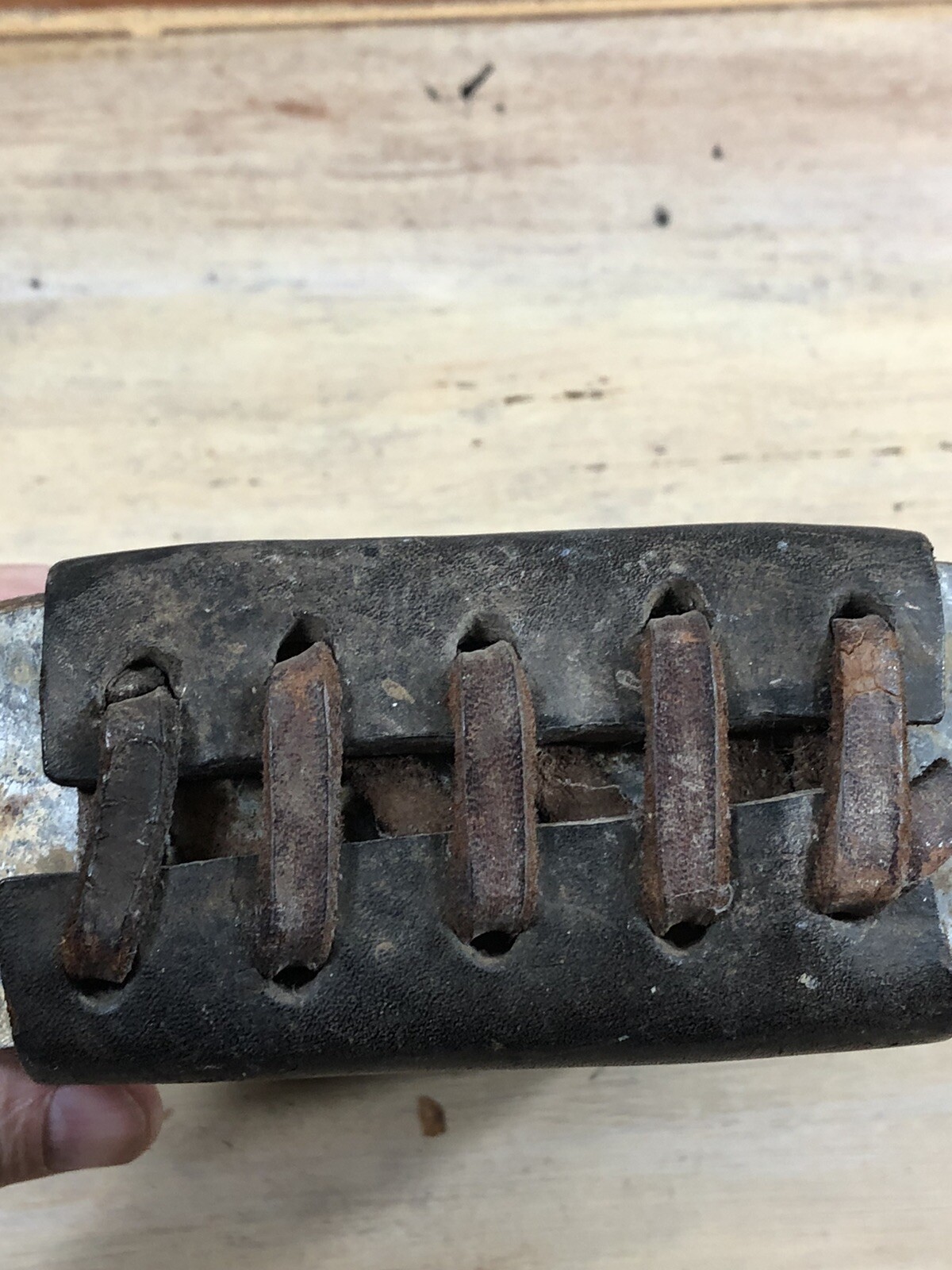 Vintage Horse Stirrup Oak W/Leather Woven Strapping Metal Tacking RUSTIC!