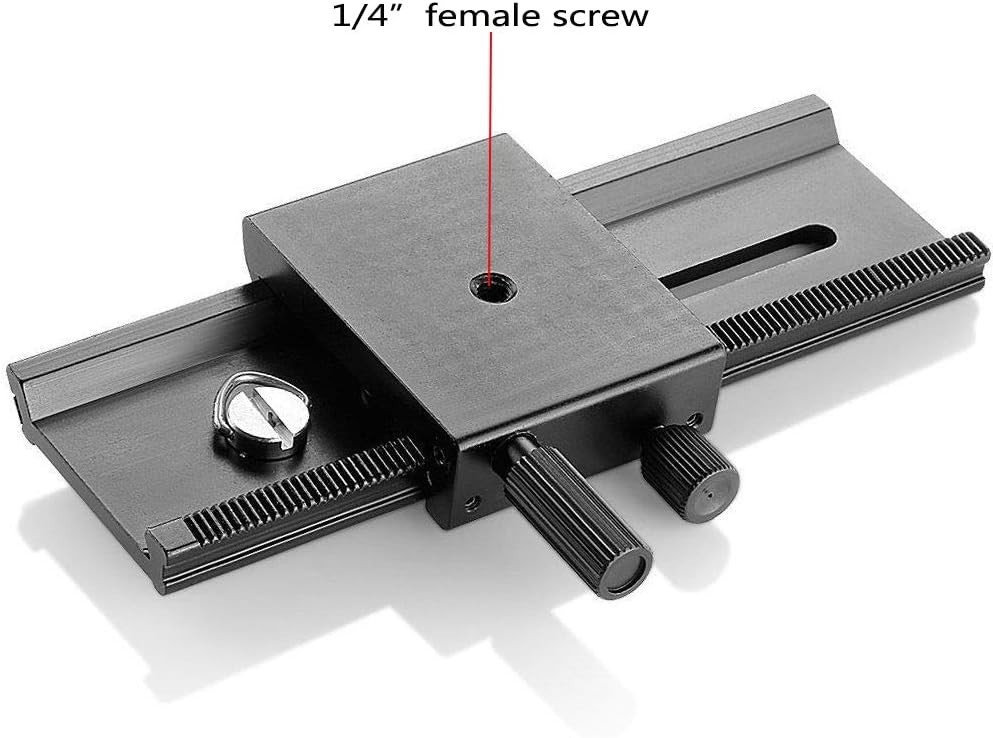 Two Way Macro Focus Rail Slider 16cm for Close Up Photography Adjustable Knobs