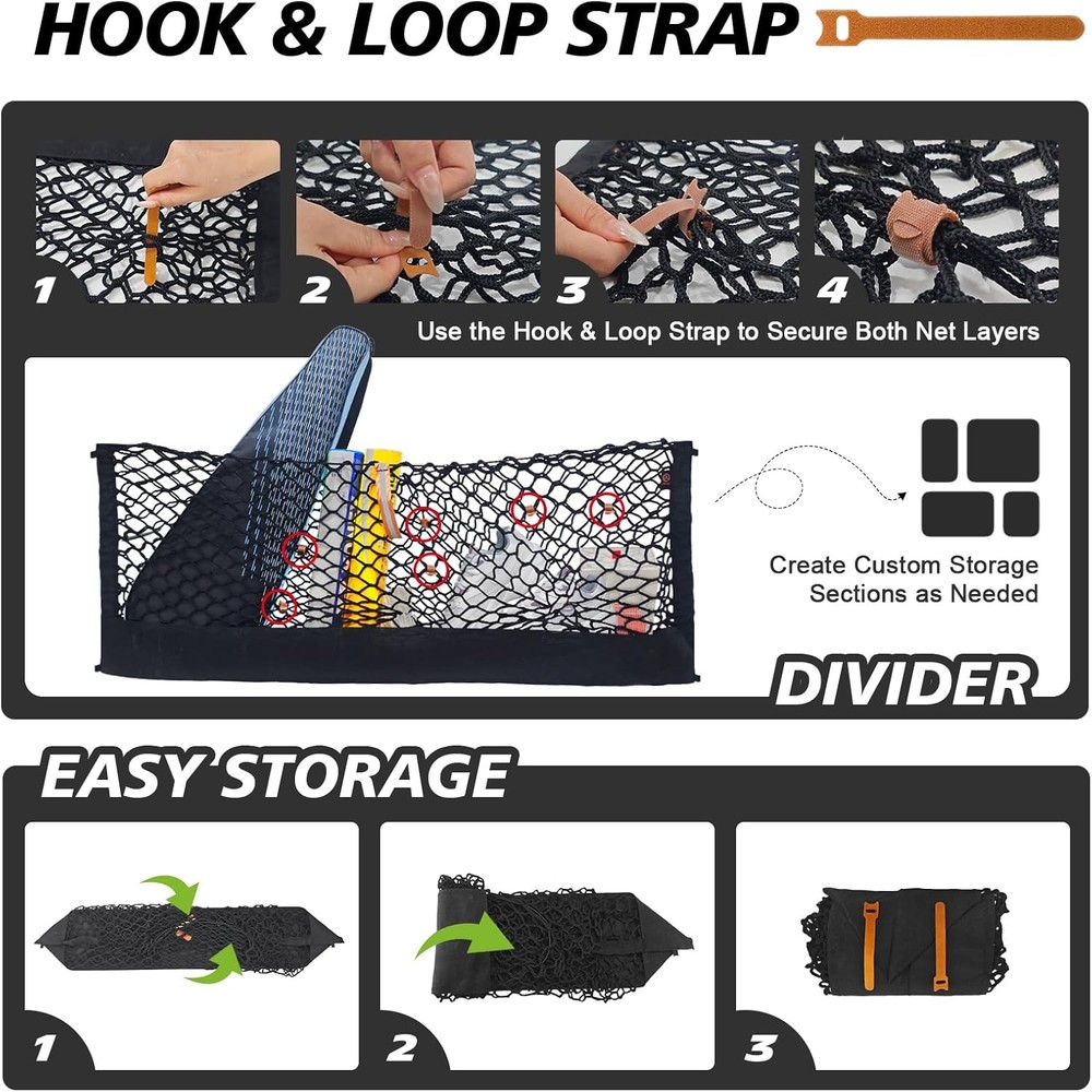 Stretchable Cargo Mesh Net Organizer with Hooks Compatible with Ford Maverick 20