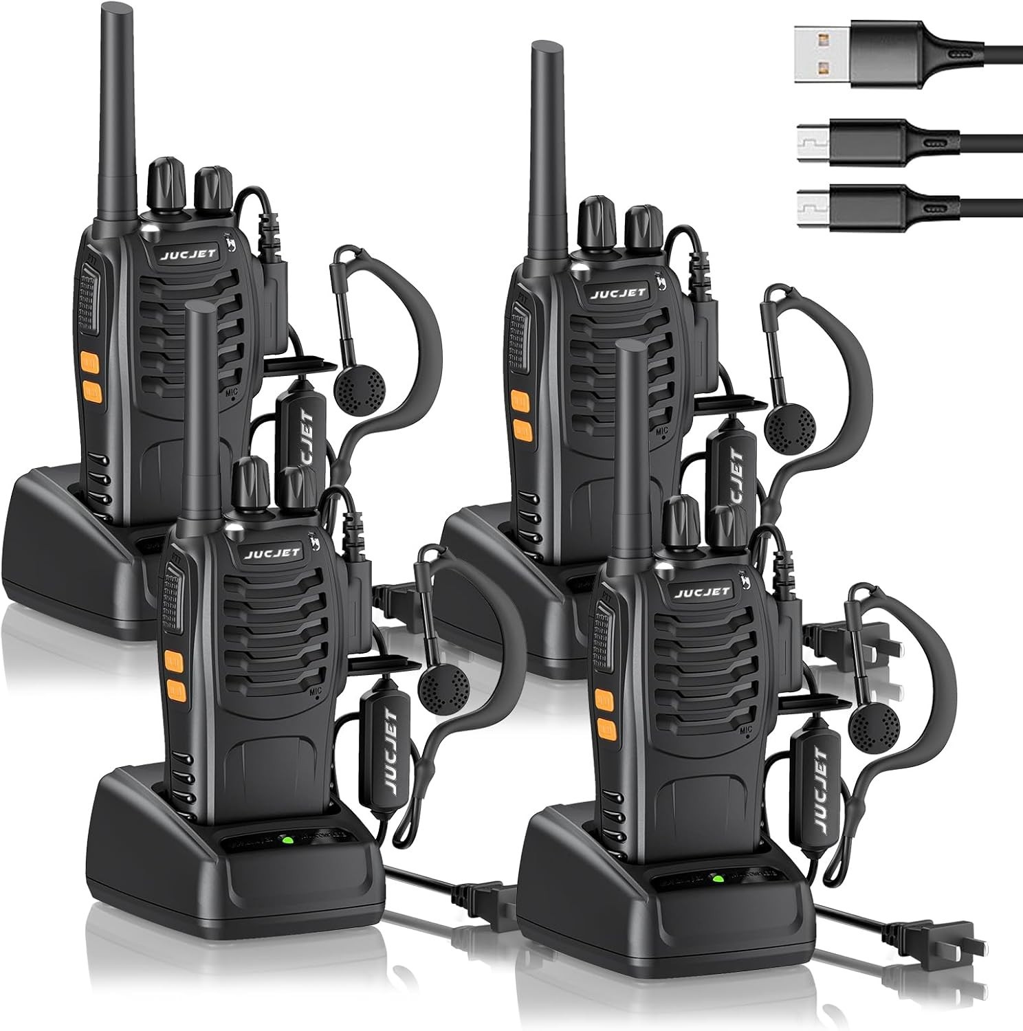 Long Range 100 Mile Walkie Talkie Two Way Radio Charge Headset Waterproof 4 PACK