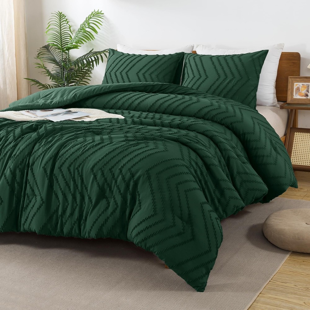 Andency Emerald Green Comforter King Size, Boho Dark Green Soft Warm Bedding ...