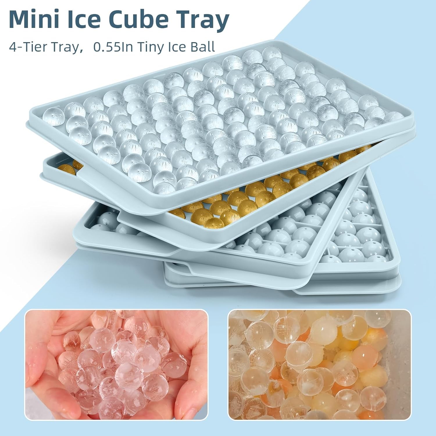 WIBIMEN Mini Ice Cube Trays, 0.55” Tiny Pebble Ice for Iced Coffee & Cocktails