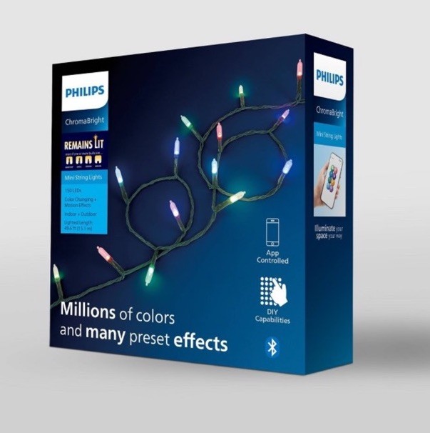 Philips Chromabright 150 Ct Mini String Lights 49’ App Control Christmas Holiday