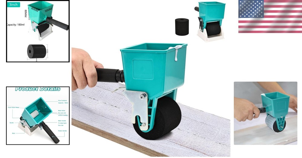 Woodworking Glue Applicator Roller 3 Inch Adjustable Spill-Free Spread