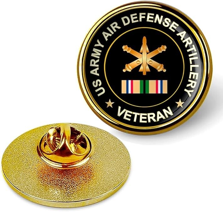 US Army Air Defense Artillery Veteran Tie Suit Shirt Lapel Pin - Gold