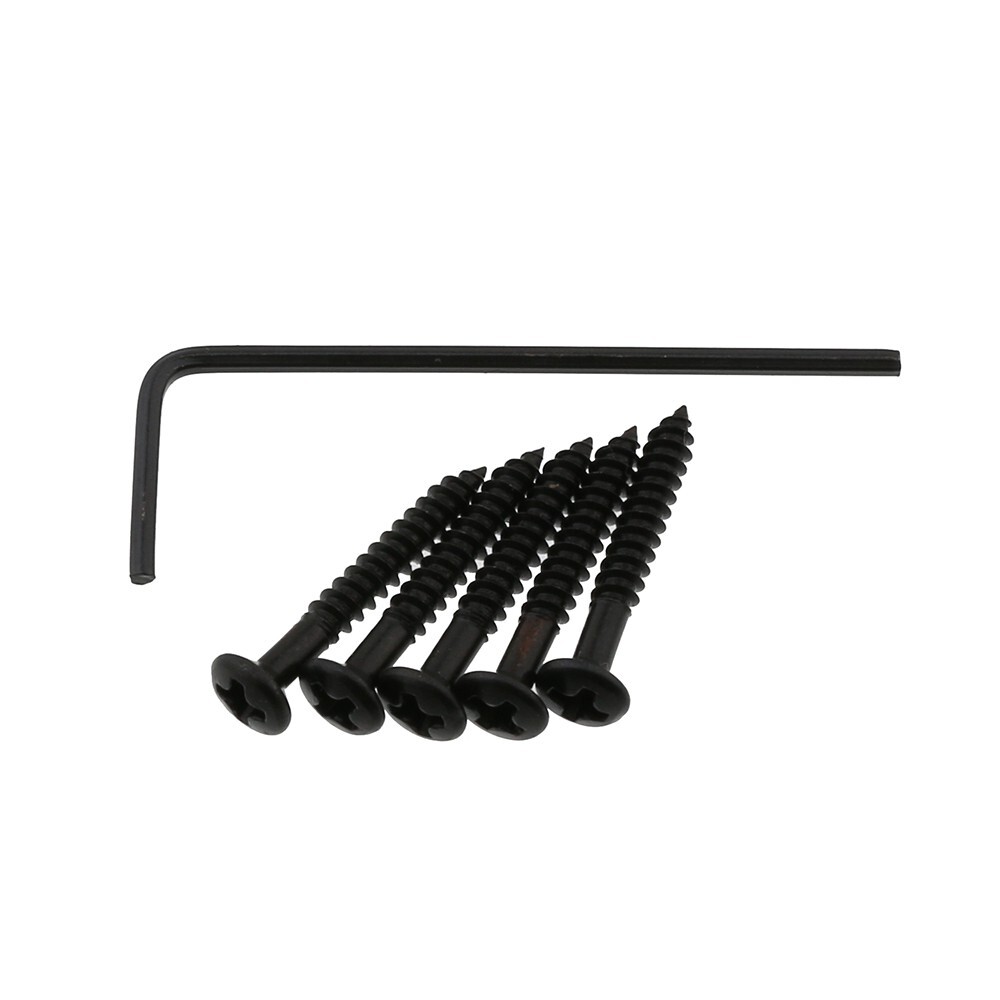 String Thru Fixed Bridge w/ Round Hole Saddle Hard Tail Guitar Bridge Black