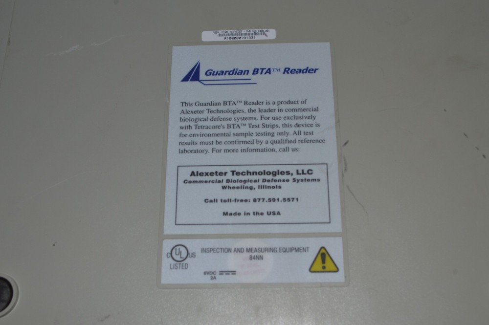 ALEXETER TECHNOLOGIES GUARDIAN BIO THREAT ALERT BTA READER (GCV76)