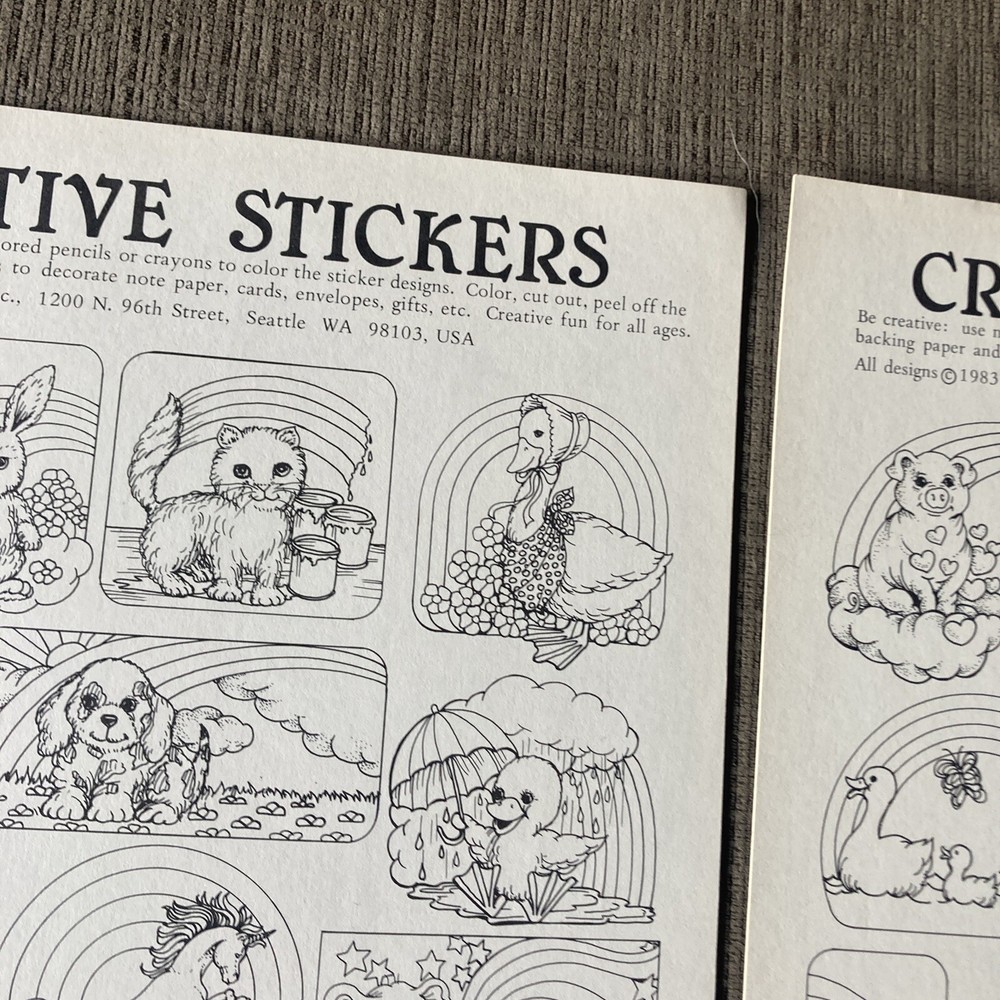 Vintage 1983 AA Graphics Creative Stickers Sheets- “Magic Horses” - Rainbow Anim