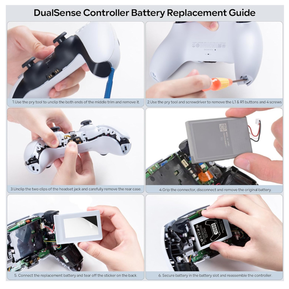 2 Pack PS5 Controller Battery Replacement 8880mWh High Capacity Rechargeable