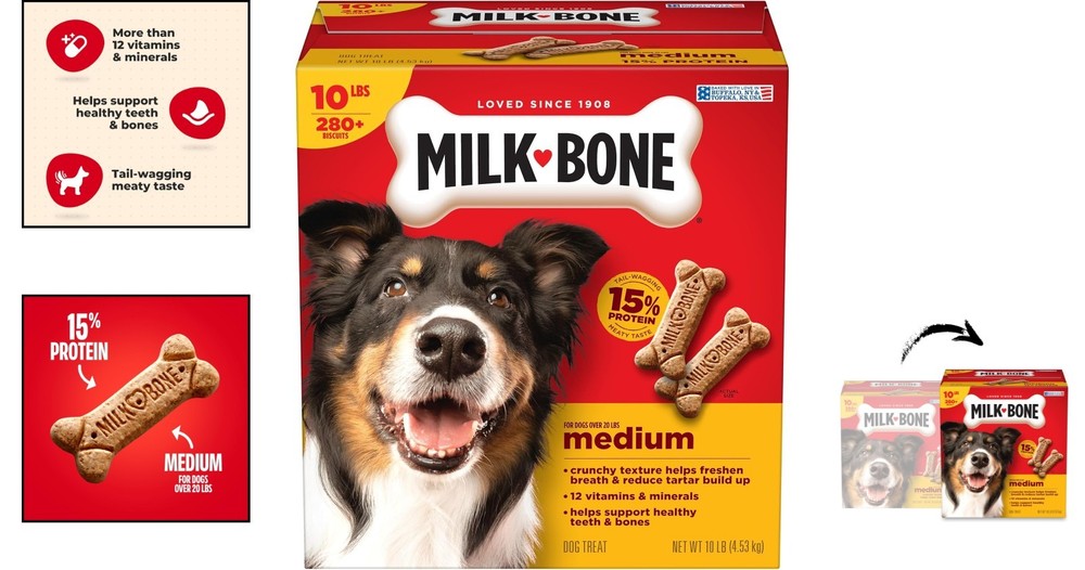 Nutritious 10 lb Beef-Flavored Biscuits for Medium Dogs - Rawhide-Free