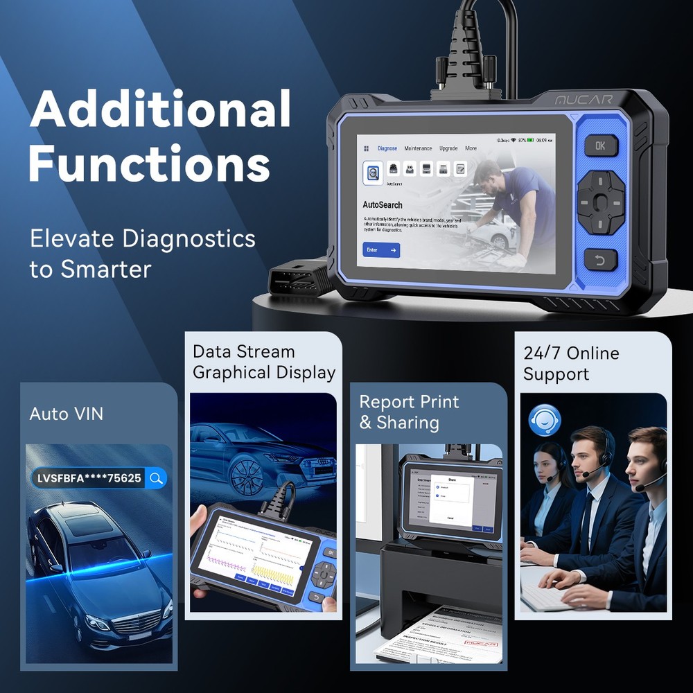 MUCAR 682 OBD2 Diagnostic Bidirectional All System 20 Services + Extension cable